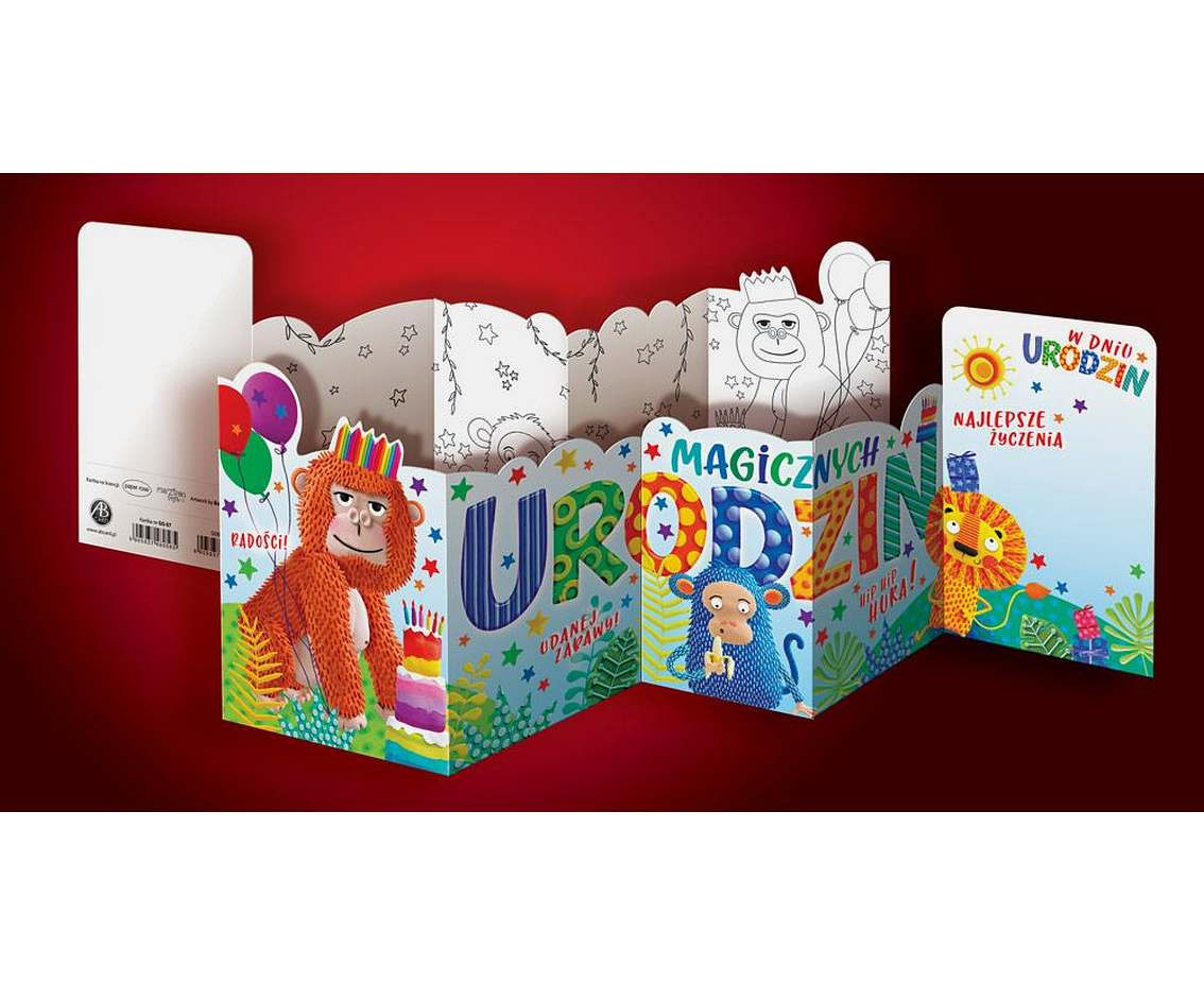 Harmony Card with Birthday Coloring Book, Gorilla, 11,5x16,5 cm